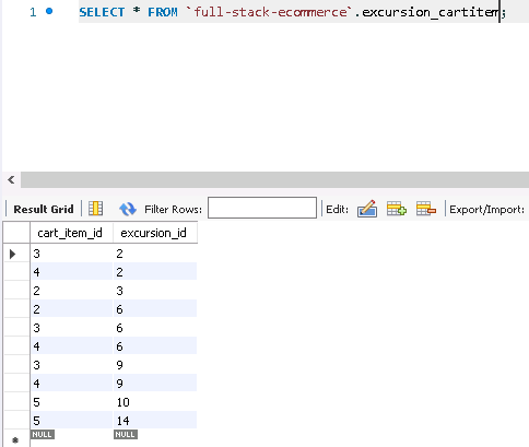 Vacation Booking Database Screenshot